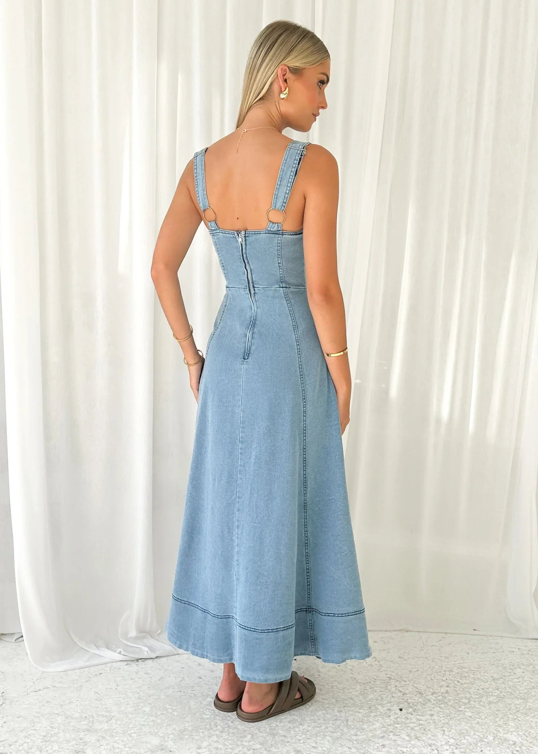 Heavenly Denim Midi Elbise