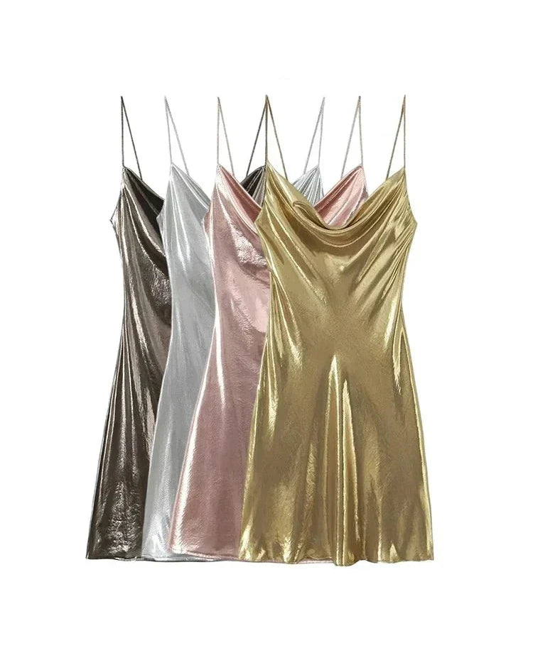 Martinez Metalik Mini Elbise