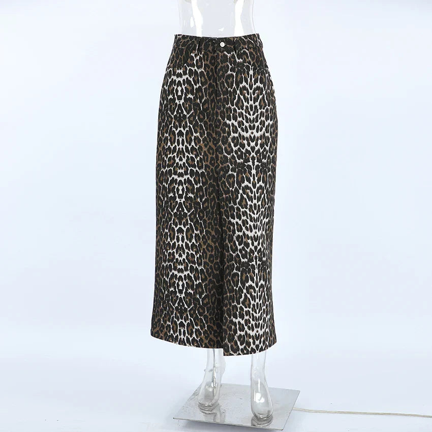 Leopar Baskı Maxi Etek