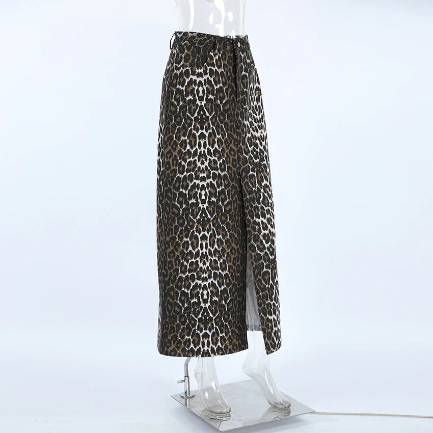 Leopar Baskı Maxi Etek