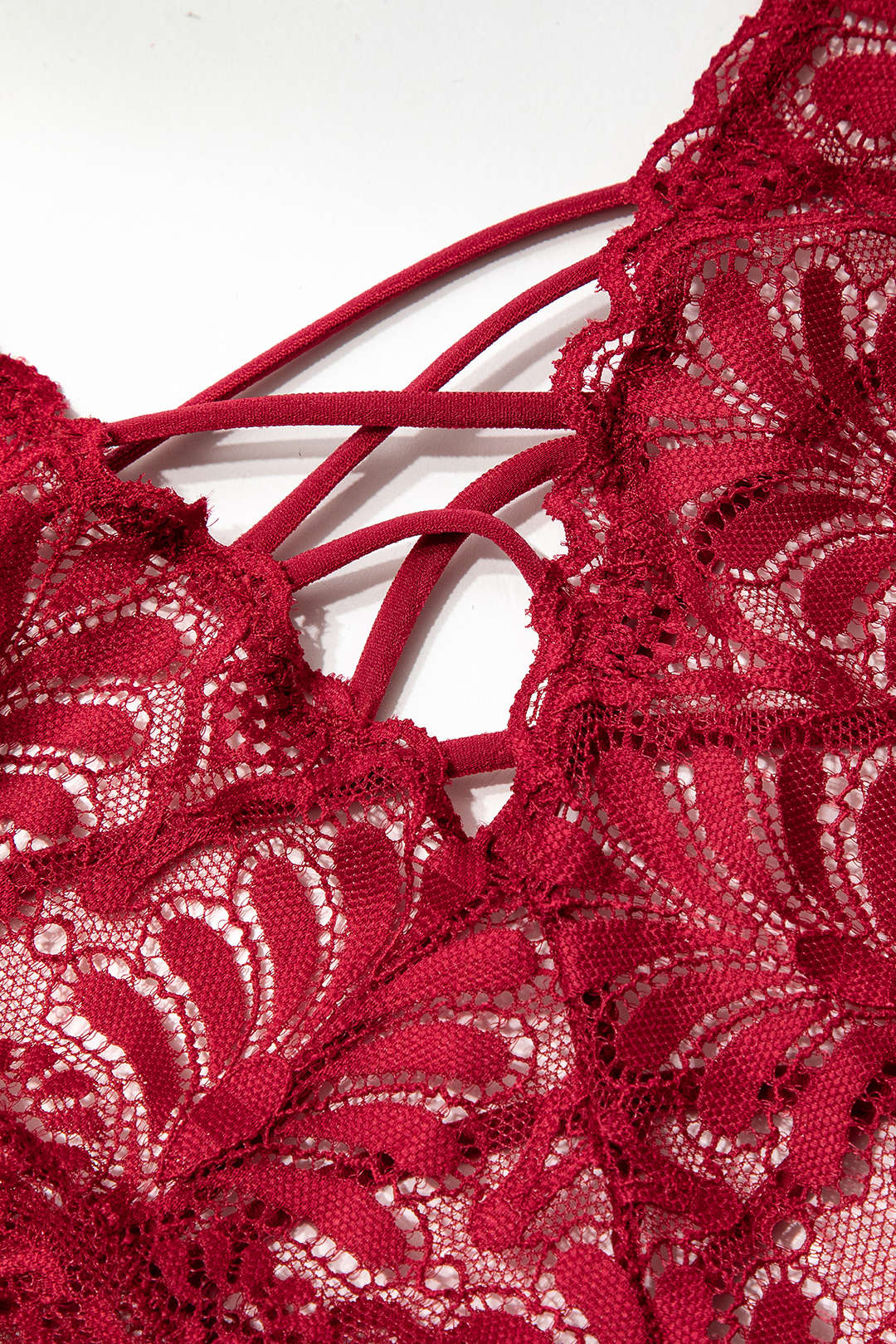 Dantel Sırt Dekolteli Çapraz Lingerie Bodysuit