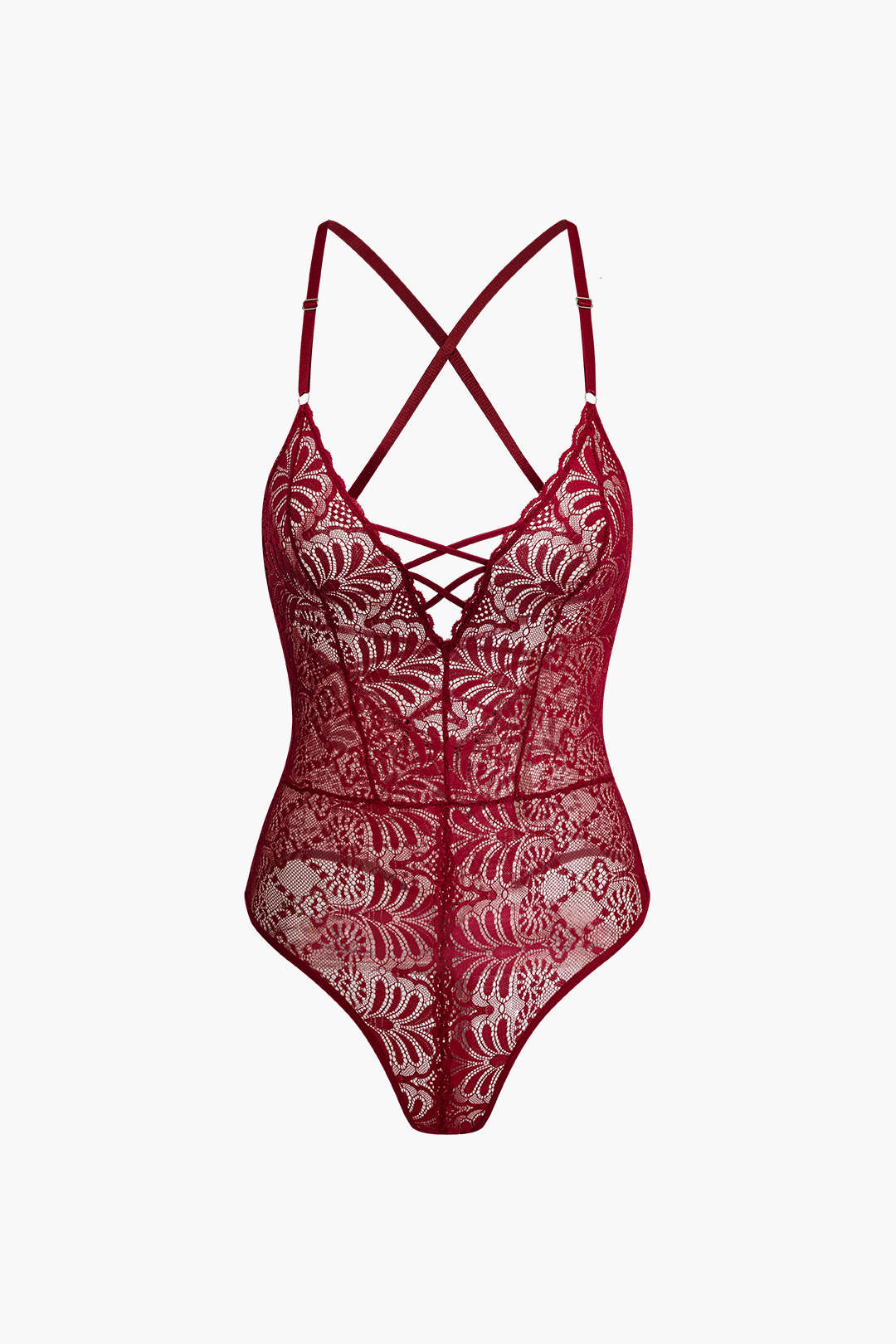 Dantel Sırt Dekolteli Çapraz Lingerie Bodysuit