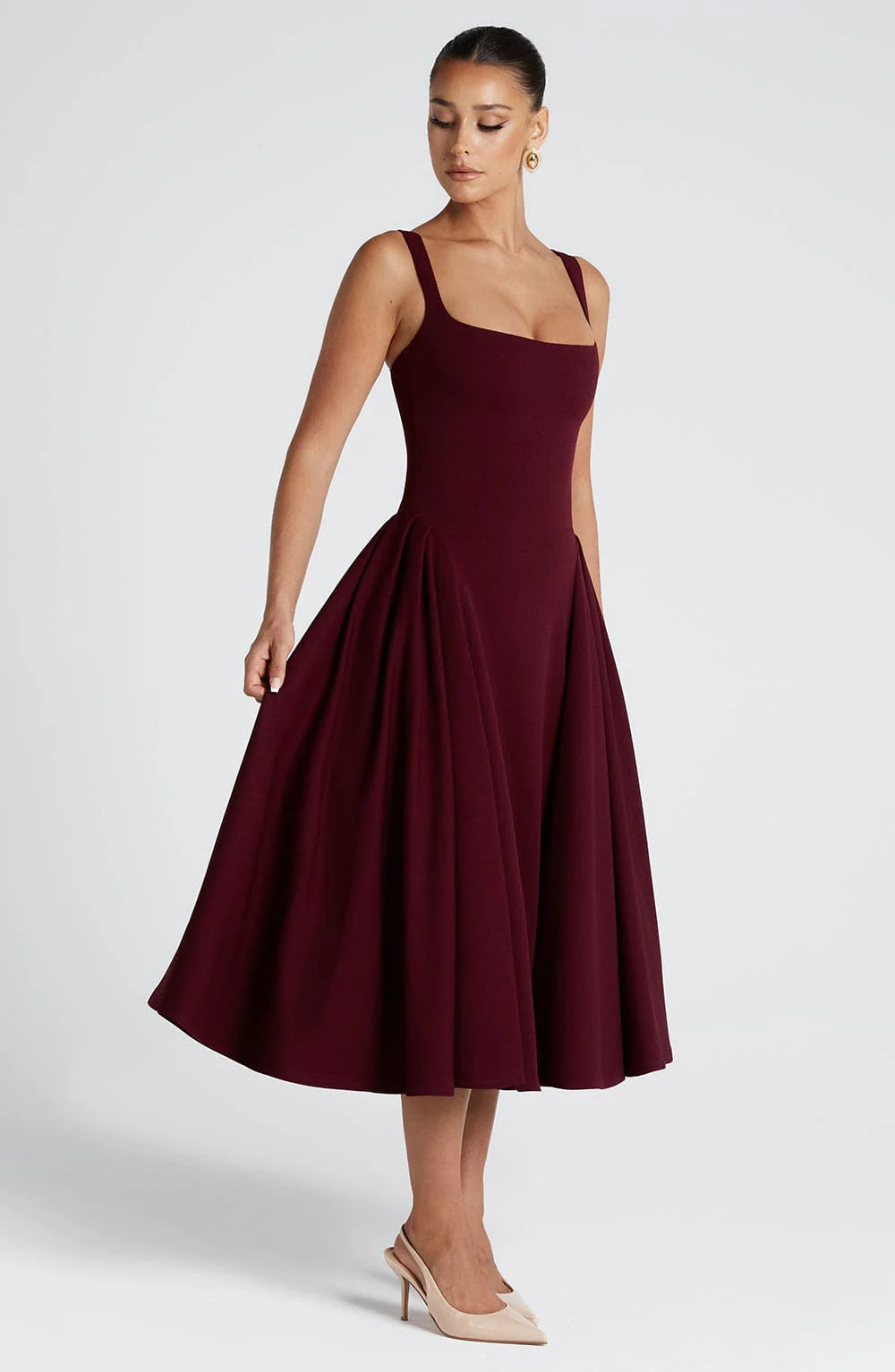 Femme Bordo Midi Elbise