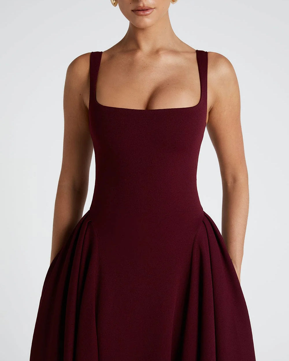 Femme Bordo Midi Elbise