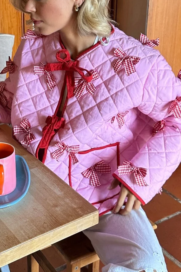 Fiyonk Detaylı Baskılı Ceket