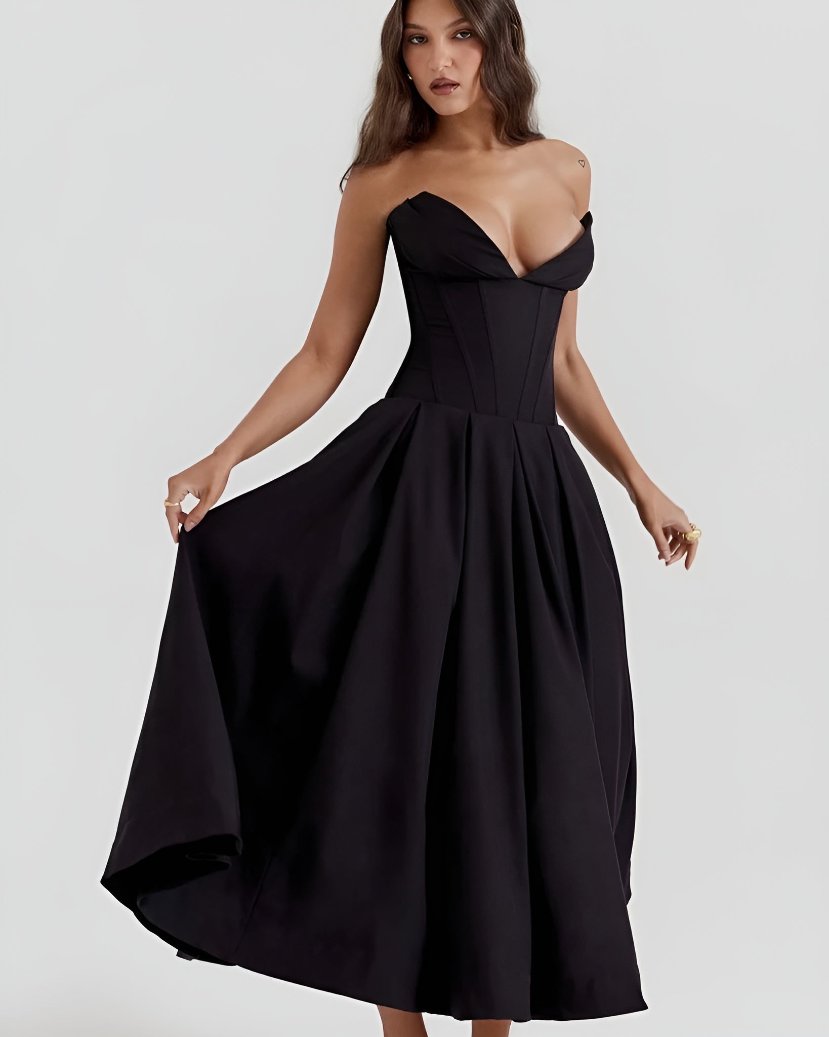 Katherine Straplez Korse Midi Elbise