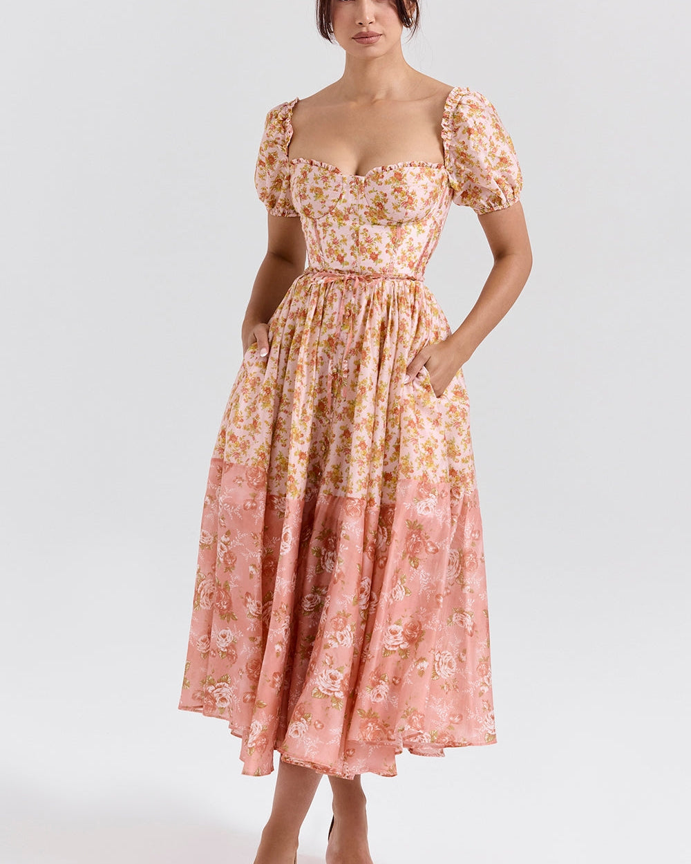 Floral Romance Midi Elbise