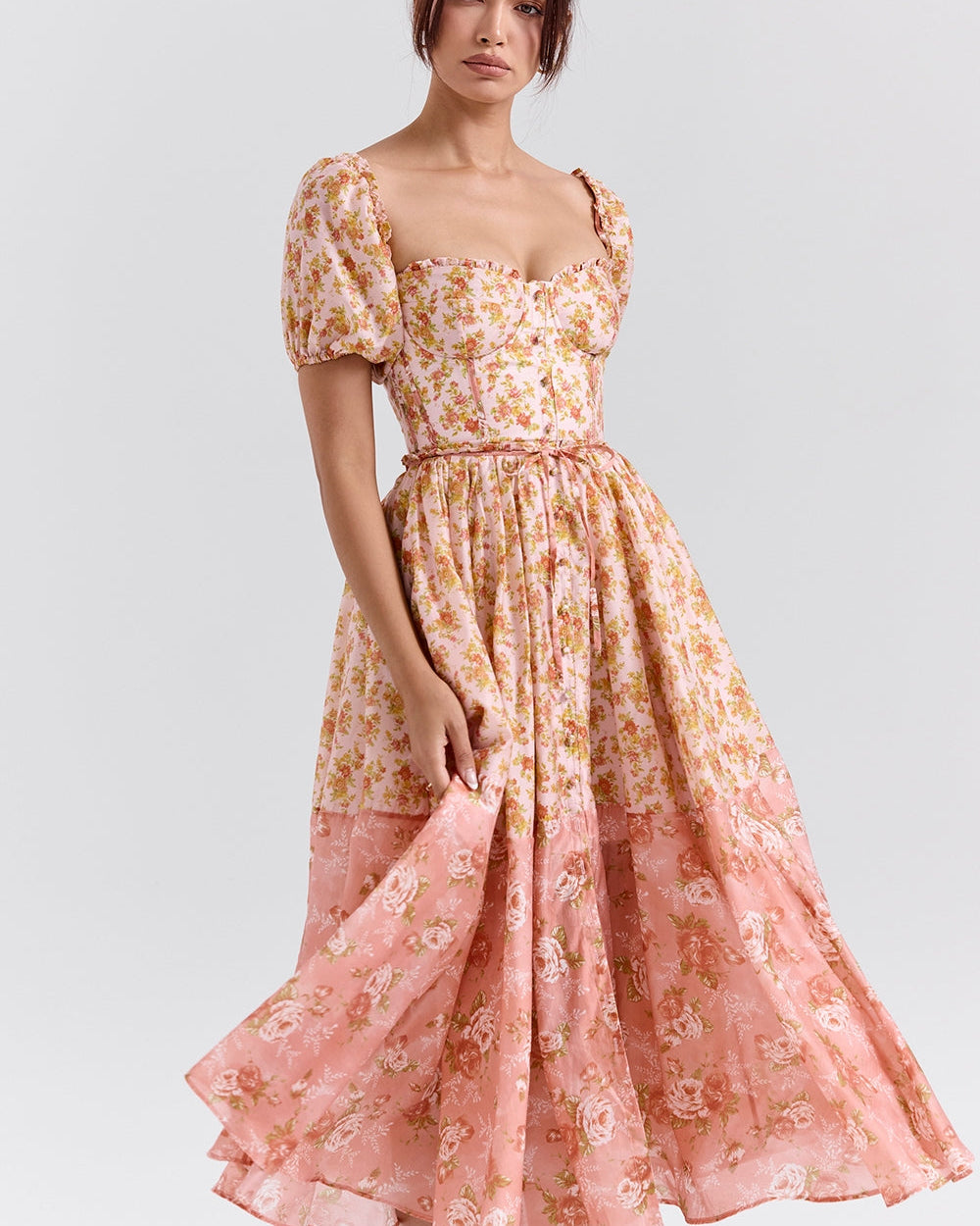 Floral Romance Midi Elbise