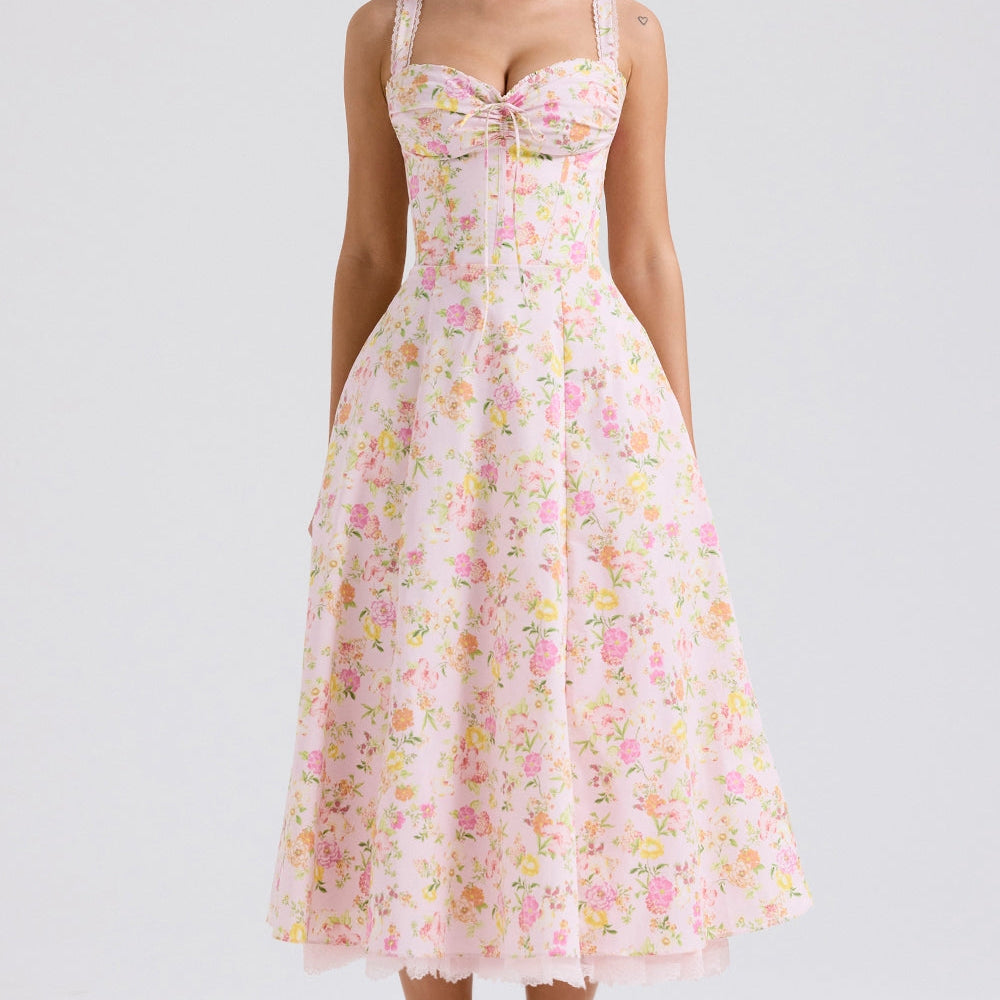 Roselyne Pastoral Midi Elbise