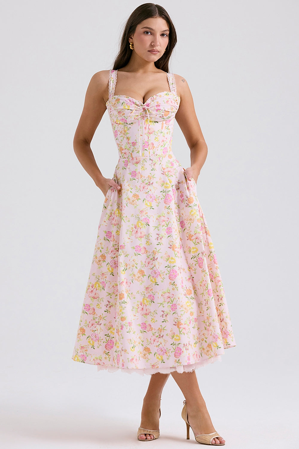 Roselyne Pastoral Midi Elbise