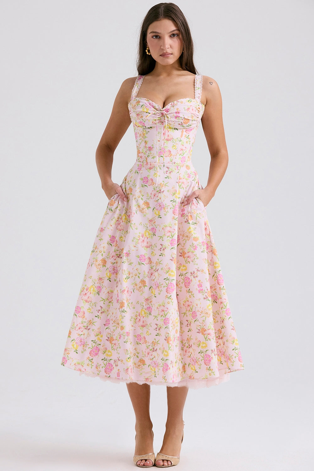 Roselyne Pastoral Midi Elbise