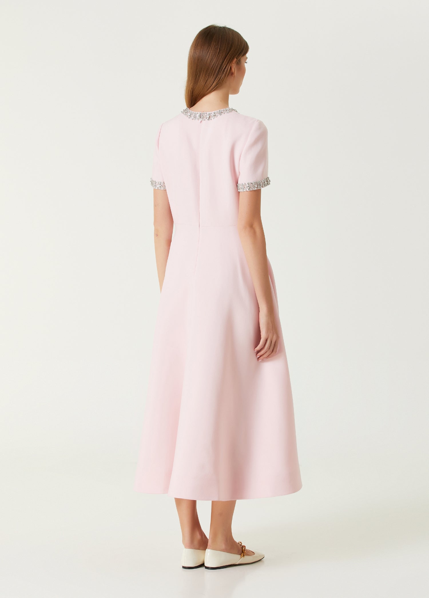 Zoe Fiyonklu Kristal İşlemeli Midi Elbise